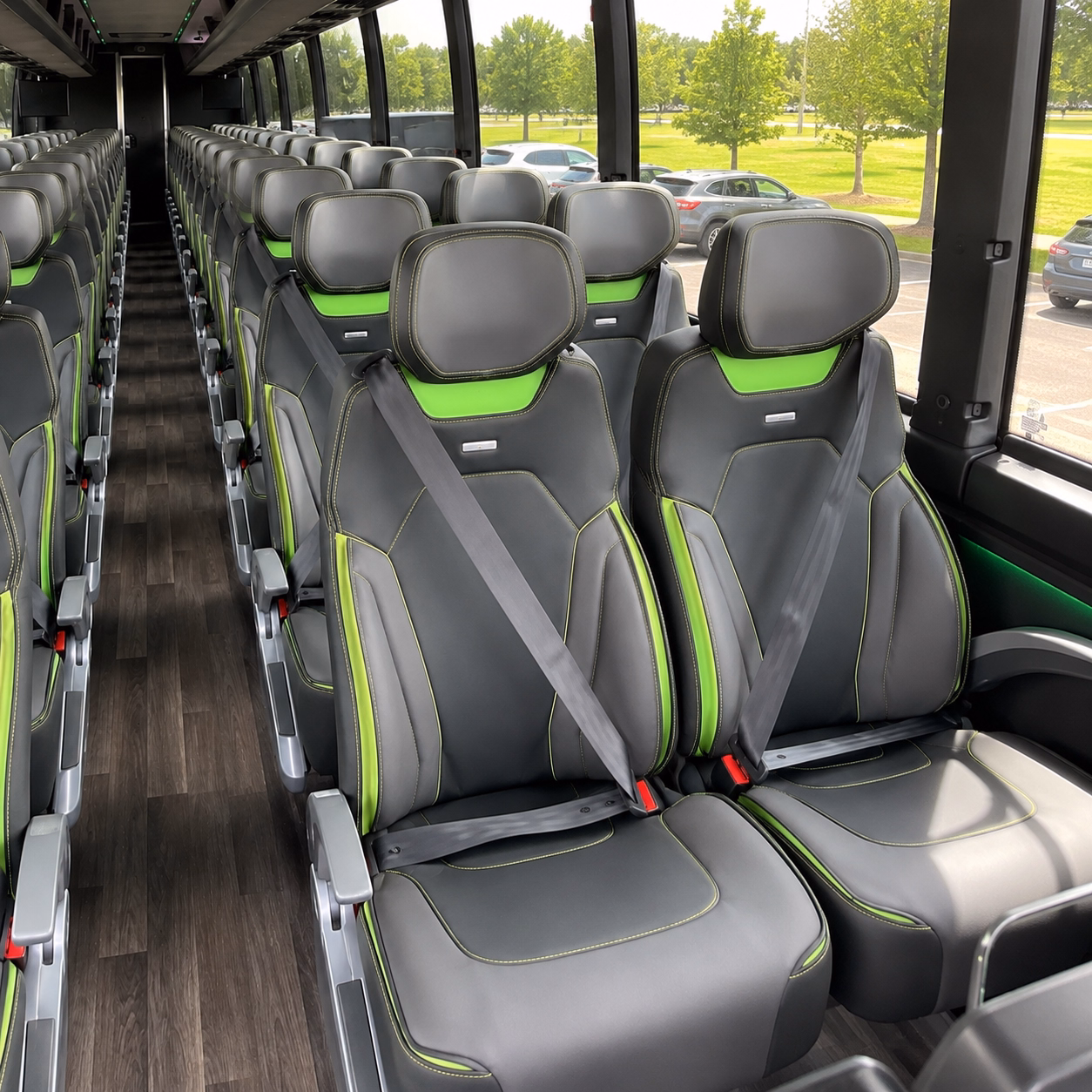 rather than renting a fleet of cars one charter bus handles your corporate retreat