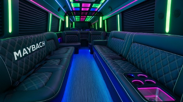 Interior of Charter Bus Company Spokane Valley's Party Bus in Spokane Valley