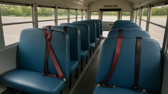 Interior of Charter Bus Company Spokane Valley's School Bus in Spokane Valley