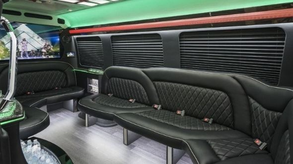 Interior of Charter Bus Company Missoula's Sprinter Limo in Missoula