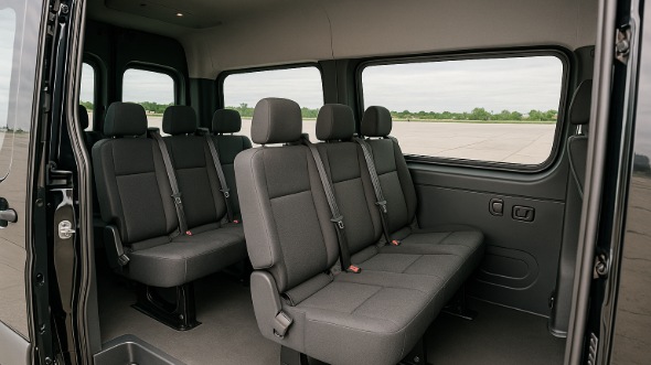 Interior of Charter Bus Company Missoula's Sprinter Van Rental With Driver in Missoula